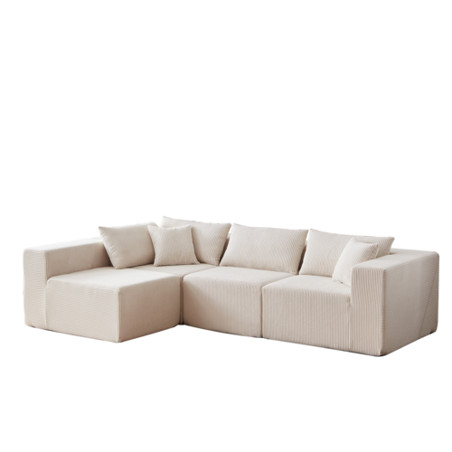 104-Inch Corduroy Modular L Shaped Sectional Sofa,Luxury Floor Couch