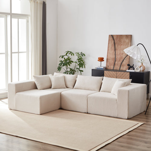 104-Inch Corduroy Modular L Shaped Sectional Sofa,Luxury Floor Couch