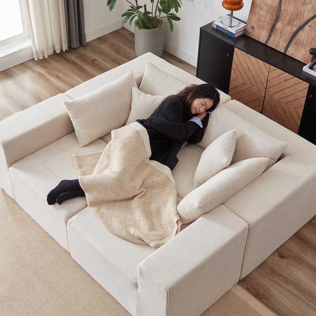 104-Inch Corduroy Modular L Shaped Sectional Sofa,Luxury Floor Couch