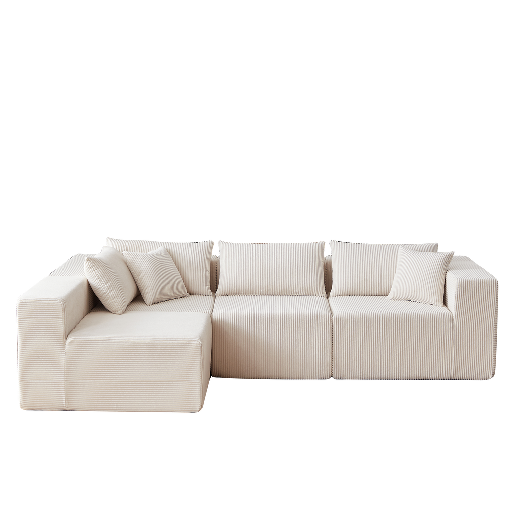 104-Inch Corduroy Modular L Shaped Sectional Sofa,Luxury Floor Couch