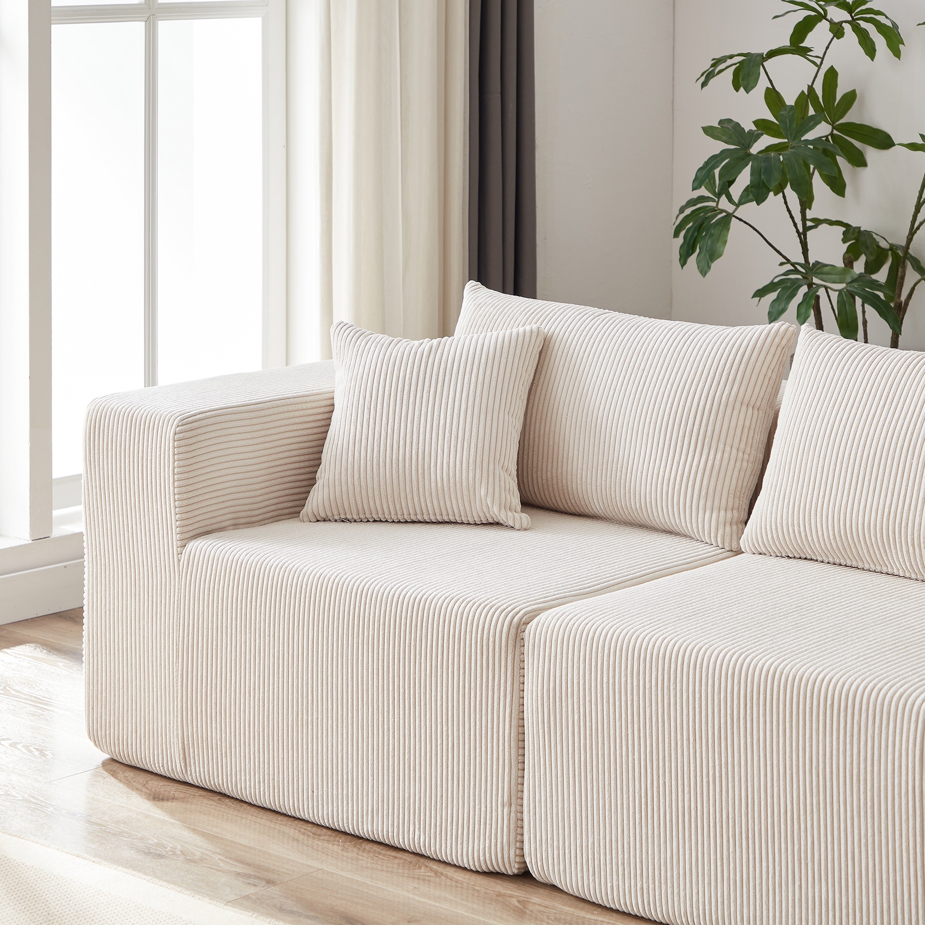 104-Inch Corduroy Modular L Shaped Sectional Sofa,Luxury Floor Couch