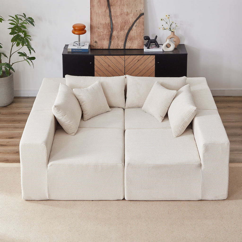 104-Inch Corduroy Modular L Shaped Sectional Sofa,Luxury Floor Couch