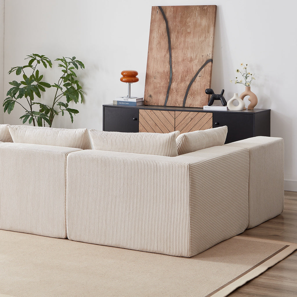 104-Inch Corduroy Modular L Shaped Sectional Sofa,Luxury Floor Couch