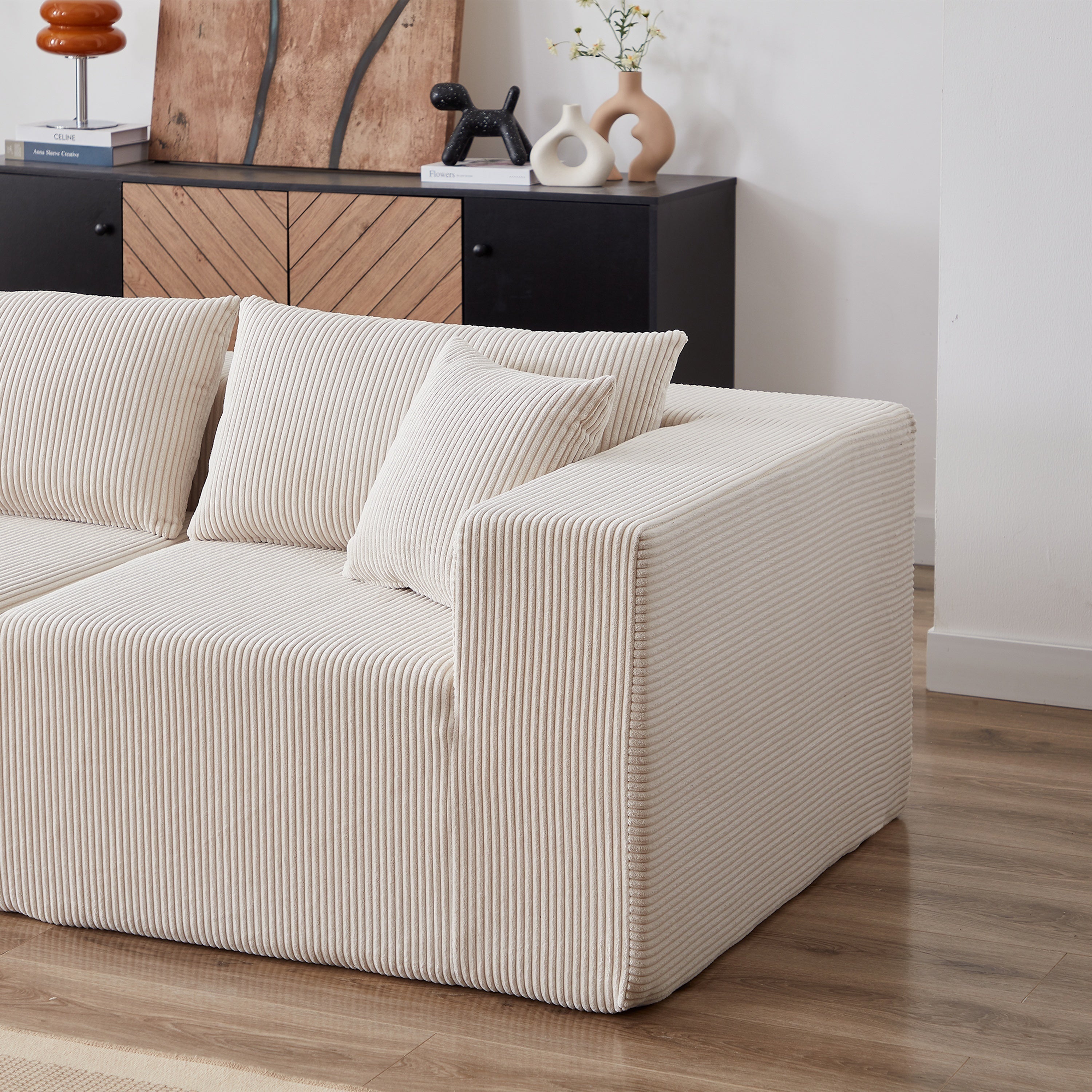 104-Inch Corduroy Modular L Shaped Sectional Sofa,Luxury Floor Couch
