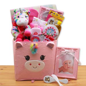 Dainty Tails New Baby Unicorn  Gift Basket