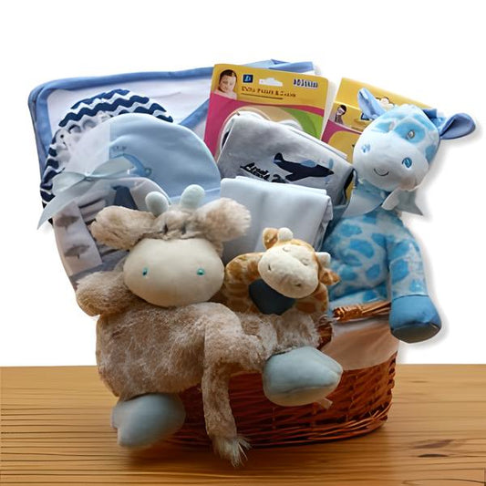 Jungle Safari New Baby Gift Basket - Blue