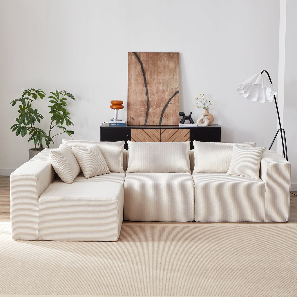104-Inch Corduroy Modular L Shaped Sectional Sofa,Luxury Floor Couch