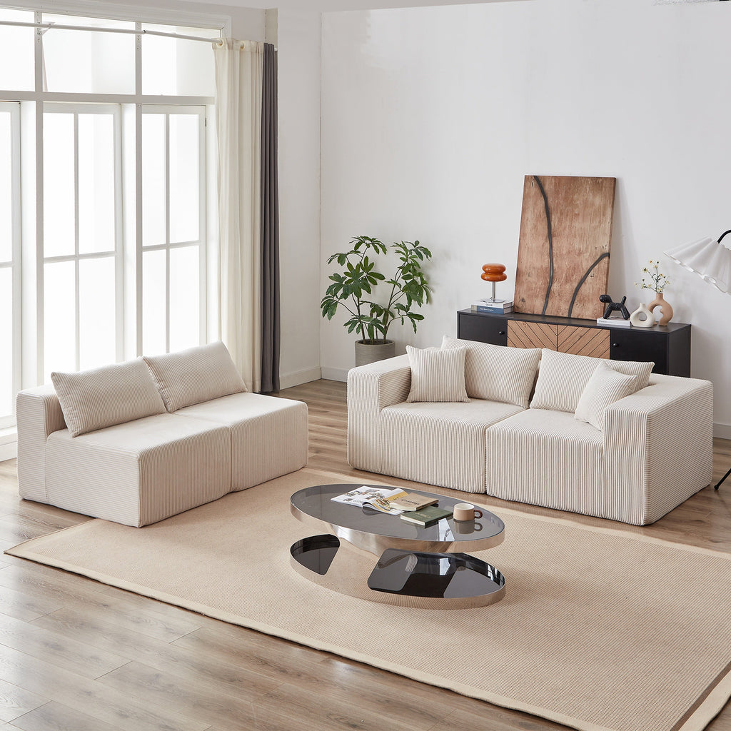 104-Inch Corduroy Modular L Shaped Sectional Sofa,Luxury Floor Couch