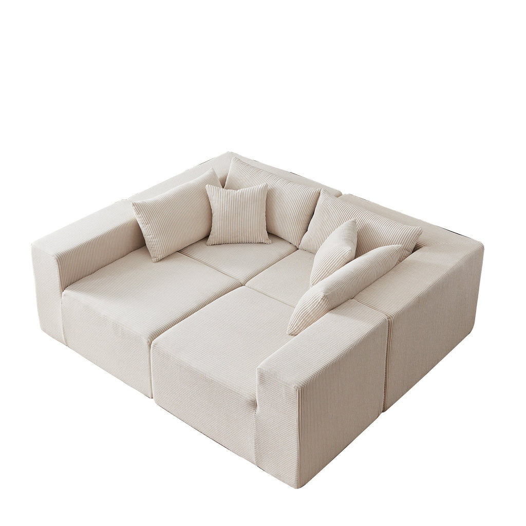 104-Inch Corduroy Modular L Shaped Sectional Sofa,Luxury Floor Couch
